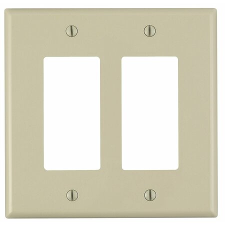 LEVITON R51-Pj262-00i 2-Gang Midway Size Ivory Decora Gfci Device Wall Plate R51-PJ262-00I